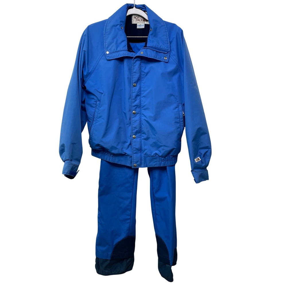 Vtg Rare North Face Gore-Tex Ski Suit Set Blue Side Zip Pant Jacket L 90s USA